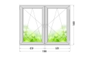 Пластиковое окно KBE 58, поворотно-откидное, 2 створки, 2 камерный стеклопакет, 1300х1400