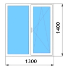 Пластиковое окно Rehau 60, поворотно-откидное, 1 створка, 2 камерный стеклопакет, 1300х1400