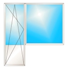 Балконный блок KBE 58, глухое окно, дверь поворотно-откидная, 1 камерный стеклопакет, 2050х2100