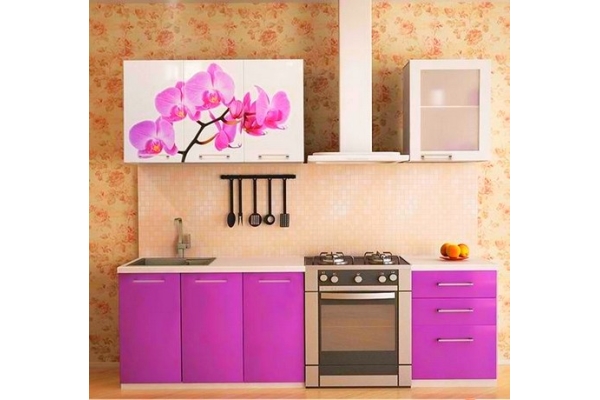 Кухня с фотопечатью «Орхидея»
