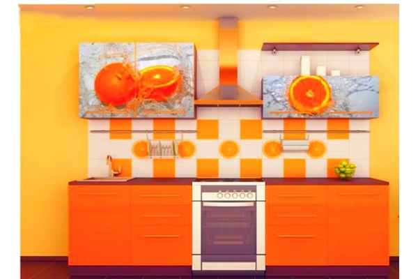Кухня с фотопечатью «Апельсины»