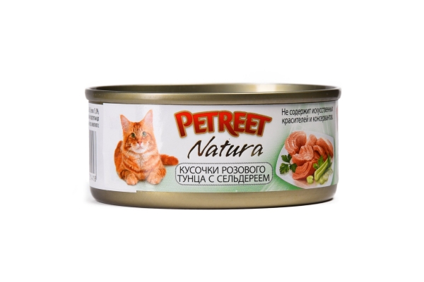 Консервированный корм для кошек Petreet (тунец розовый/сельдерей)