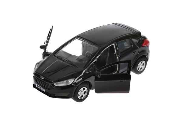 Инерционная металлическая модель - Ford Focus хэтчбек, черный 12 см, открываются двери