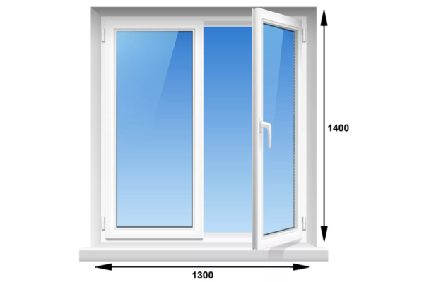 Пластиковое двустворчатое окно Новотекс/техно (1300 мм x 1400 мм)