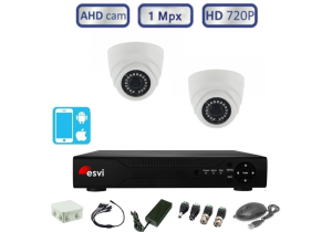 Комплект видеонаблюдения - внутренний на 2 AHD камер 1.0 Мп (720р)  
 