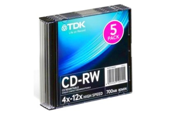 Диск CD-RW 80min 700Mb TDK 12x Slim 