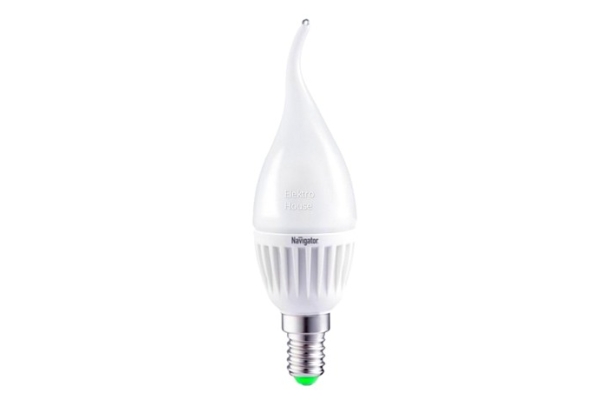 Лампа светодиодная LED 5вт Е14 (теплый, белый) матовая свеча на ветру