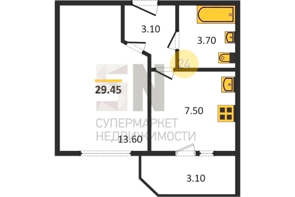 1-к квартира в ЖК Веризинский ул. Куйбышева д. 3 9/10 этаж