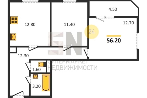 2-к квартира в ЖК «Панорама» ул.Нижняя Дуброва д. 46, 1/18  этаж