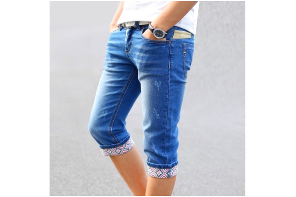Удлинённые джинсовые шорты мужские