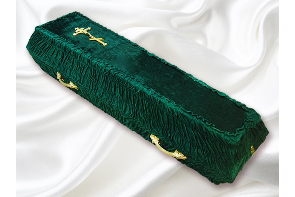 Гроб обитый тканью (бархат)  зеленый
