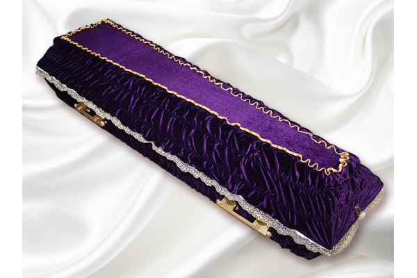 Гроб обитый тканью (бархат)  фиолетовый