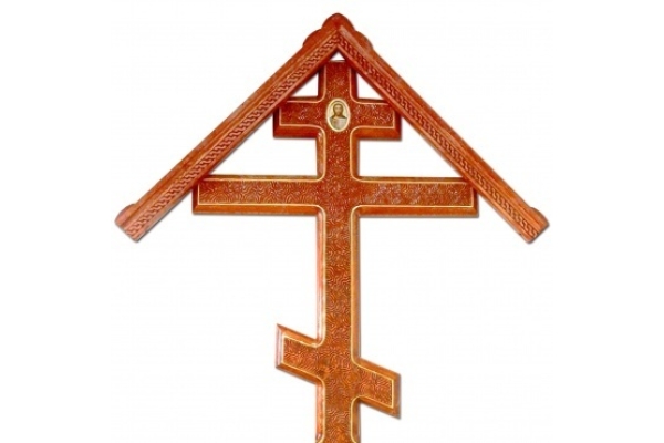 Крест на могилу деревянный на могилу прямой с декором с крышкой