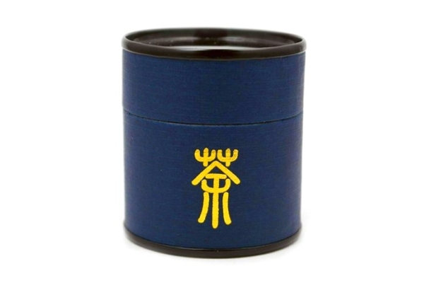 Банка для хранения чая картонная с иероглифом «Чай», синяя