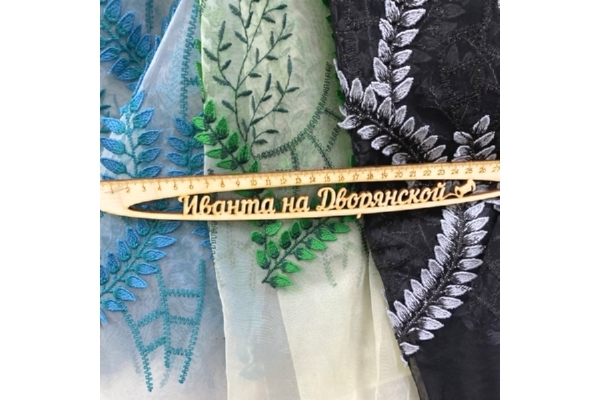 Ткань сетка с вышивкой  (черный, зеленый, бирюза)