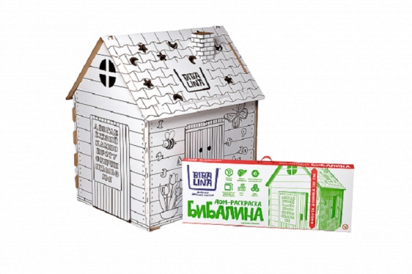 Игровой дом-раскраска Бибалина из картона компактная упаковка