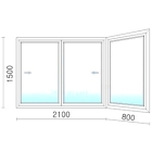 Раздвижное алюминиевое окно 2900x1500