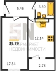 1-к квартира в ЖК «Московский» ул. Ставровская д. 2, 16/10-18  этаж