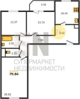 3-к квартира в ЖК «Московский» ул. Ставровская д. 2, 4/10-18  этаж
