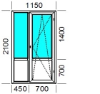 Балконный блок 2050*2100 Veka WHS 60 мм, 32 мм стеклопакет