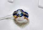 Кольцо с синей эмалью