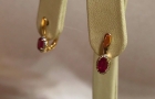 Золотые серьги с рубинами и бриллиантами