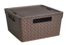 Коробка для хранения квадратная «Береста» с крышкой 11л (венге)