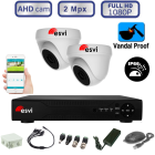 Комплект видеонаблюдения - 2 антивандальных всепогодных Full HD камеры 1080P/2Mpx  