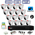 Комплект видеонаблюдения - 16 антивандальных всепогодных уличных AHD камер FullHD 1080P/2Mpx  