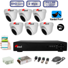 Комплект видеонаблюдения - 6 антивандальных всепогодных AHD камер FullHD1080P/2Mpx  