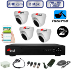 Комплект видеонаблюдения - 4 антивандальных уличных AHD камеры FullHD1080P/2Mpx (IP-66)  