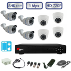 Комплект видеонаблюдения - 4 уличных и 4 купольных AHD камеры 720P/1Mpx(light) 
 