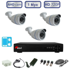 Комплект видеонаблюдения - 3 уличных AHD камеры 720P/1Mpx (light) с монтажным комплектом 