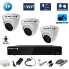 Комплект видеонаблюдения на 3 антивандальные всепогодные IP камеры 2Mpx (FullHD/1080P)