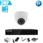 Комплект IP видеонаблюдения - внутренний на 1 купольную камеру 3Mpx (2048*1536)