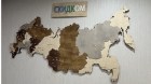 Деревянная карта России с логотипом компании 