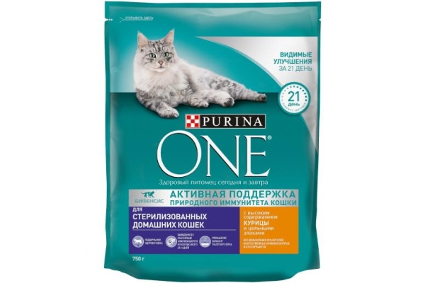 Сухой корм  для домашних стерилизованных кошек Purina One (Курица/Цельные злаки)