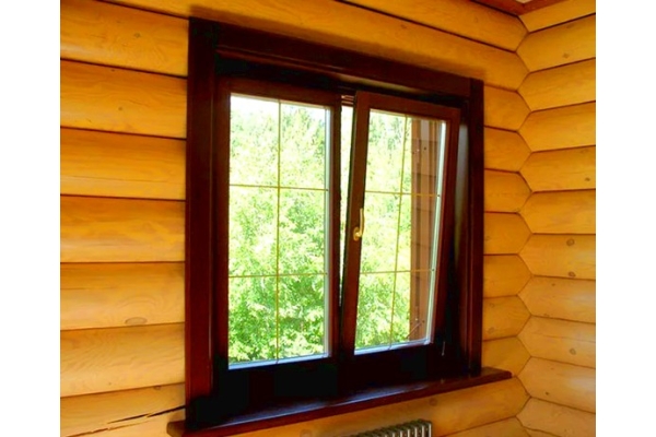 Установка деревянного окна 1400*1300 дуб