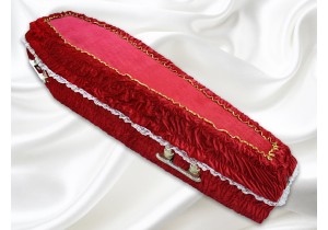 Гроб обитый тканью (бархат)  красный