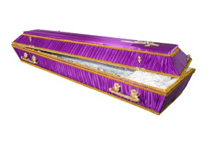Гроб обитый тканью (атлас) фиолетовый