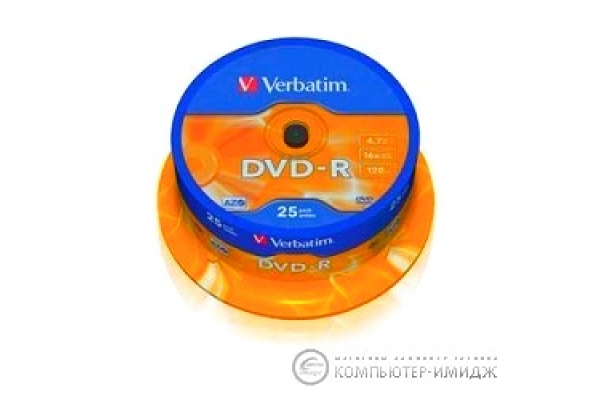 Диски DVD-R 4.7Gb Verbatim 16х 25 шт Cake Box 
