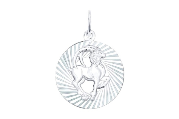 Подвеска знак зодиака из серебра с алмазной гранью «Козерог»
