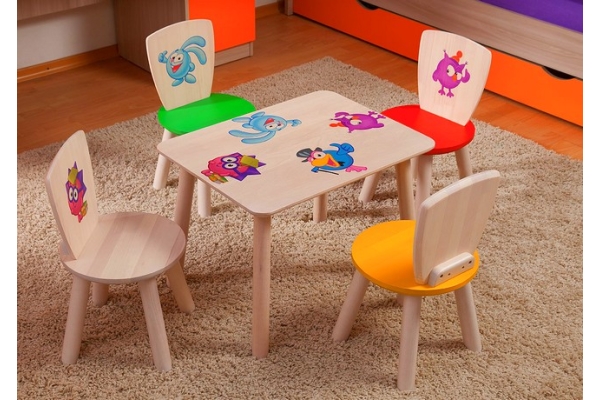 Детский стол со стульями Массив