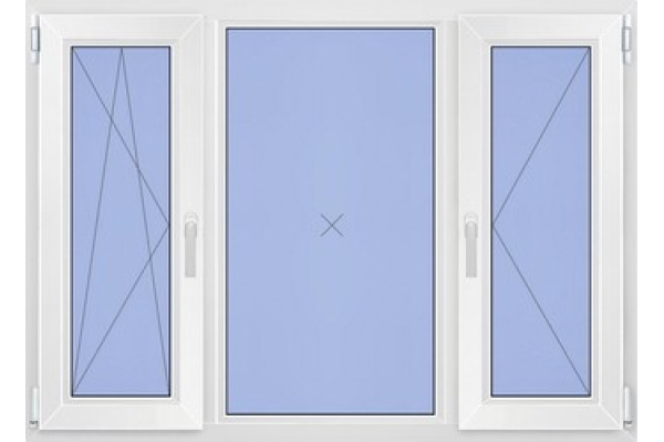 Пластиковое окно REHAU Х-70 (1350мм*1400мм) двухстворчатое 2 рабочих створки