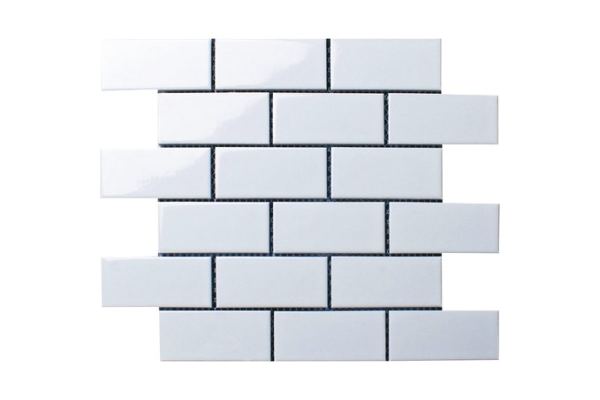Керамическая мозаика Homework Brick White Glossy 45x95 mm