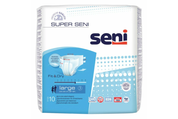 Подгузники Super Seni для взрослых (L=100-150см),10 шт.