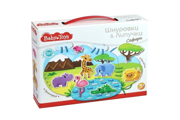 Развивающая игра Baby Toys Шнуровки и липучки - Сафари арт.02928