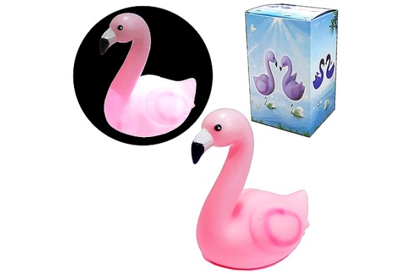 Ночник KWELT 13см Фламинго, светодиодный, пластик, розовый, батарейки в комплекте