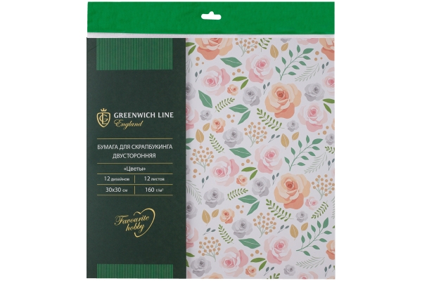 Набор бумаги для скрапбукинга Greenwich Line "Цветы", 12л., 30*30см