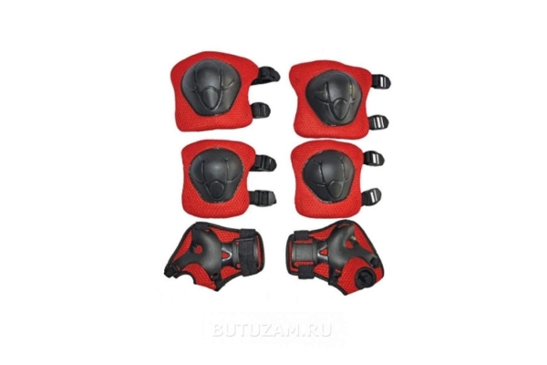 Комплект защиты (наколенники, налокотники, перчатки) красный арт.Т59736